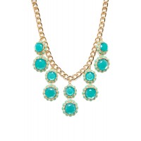 Seafoam Enamel Sunflower Cascade Statement Necklace